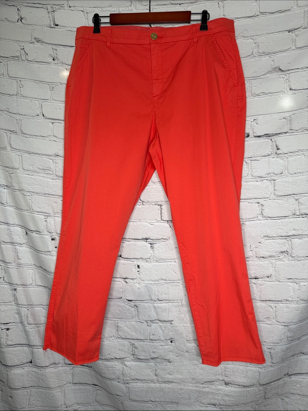 Lilly Pulitzer Bright Coral Straight-Leg Ankle Length Pants Size 16